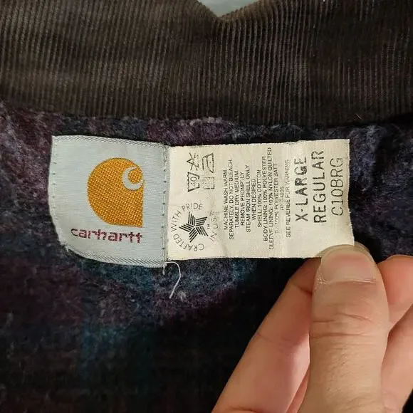 VTG 90s Carhartt C10BRG blanket lined utility canvas USA made work jacket mns XL - Picture 7 of 13